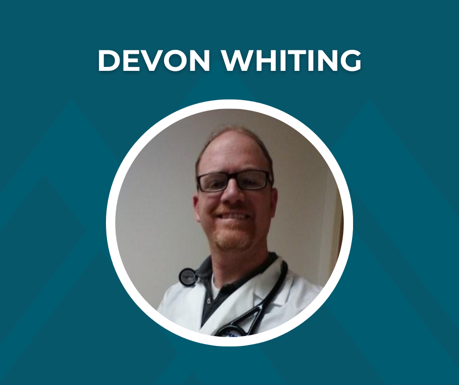 Picture of Devon Whiting with text "Devon Whiting"