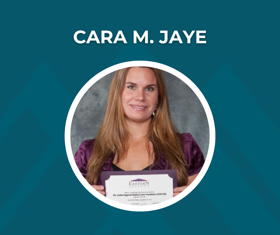 Picture of Cara M. Jaye with text that reads "Cara M. Jaye"