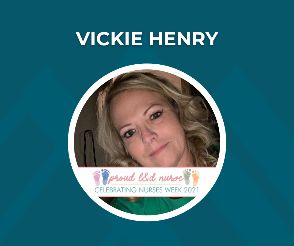 Picture of Vickie Henry with text "Vickie Henry"